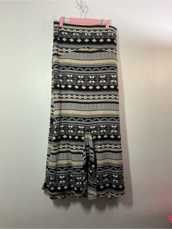 Poof! Dresses & Skirts - Poof! Striped Aztec Maxi Skirt in Black, Cream & Gray Size Large
